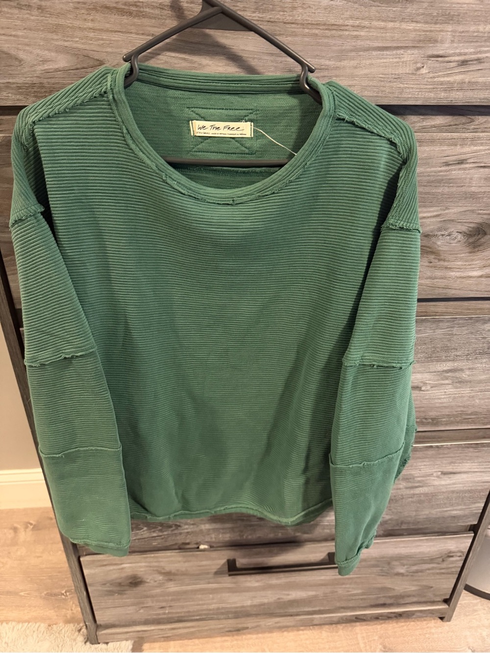 We The Free Total Eclipse Green Ribbed Crewneck
